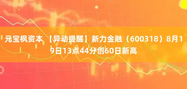 元宝枫资本 【异动提醒】新力金融（600318）8月19日13点44分创60日新高